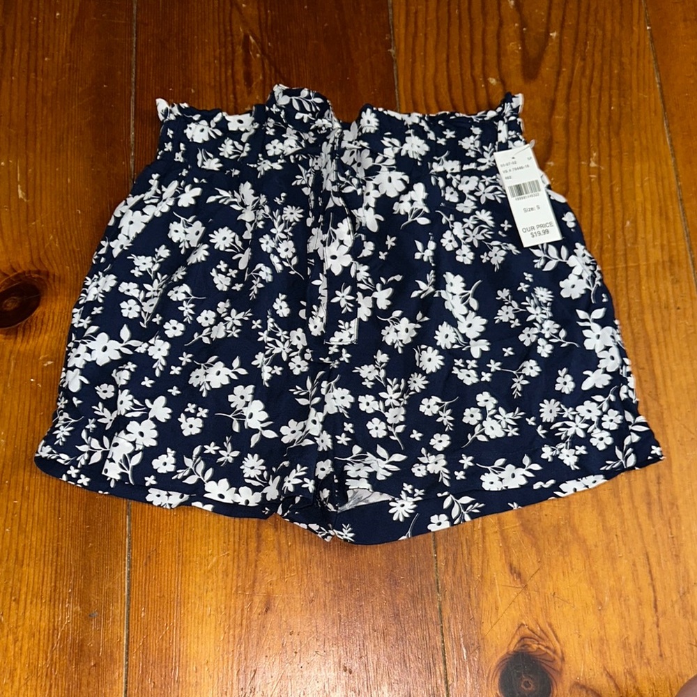 Ambiance High Waist Blue and White Floral Shorts